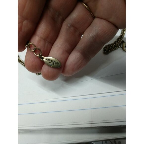 Vintage Gold-Tone Ann Taylor Starburst Medallion Necklace With Faux Pearl Accent - Picture 2 of 6